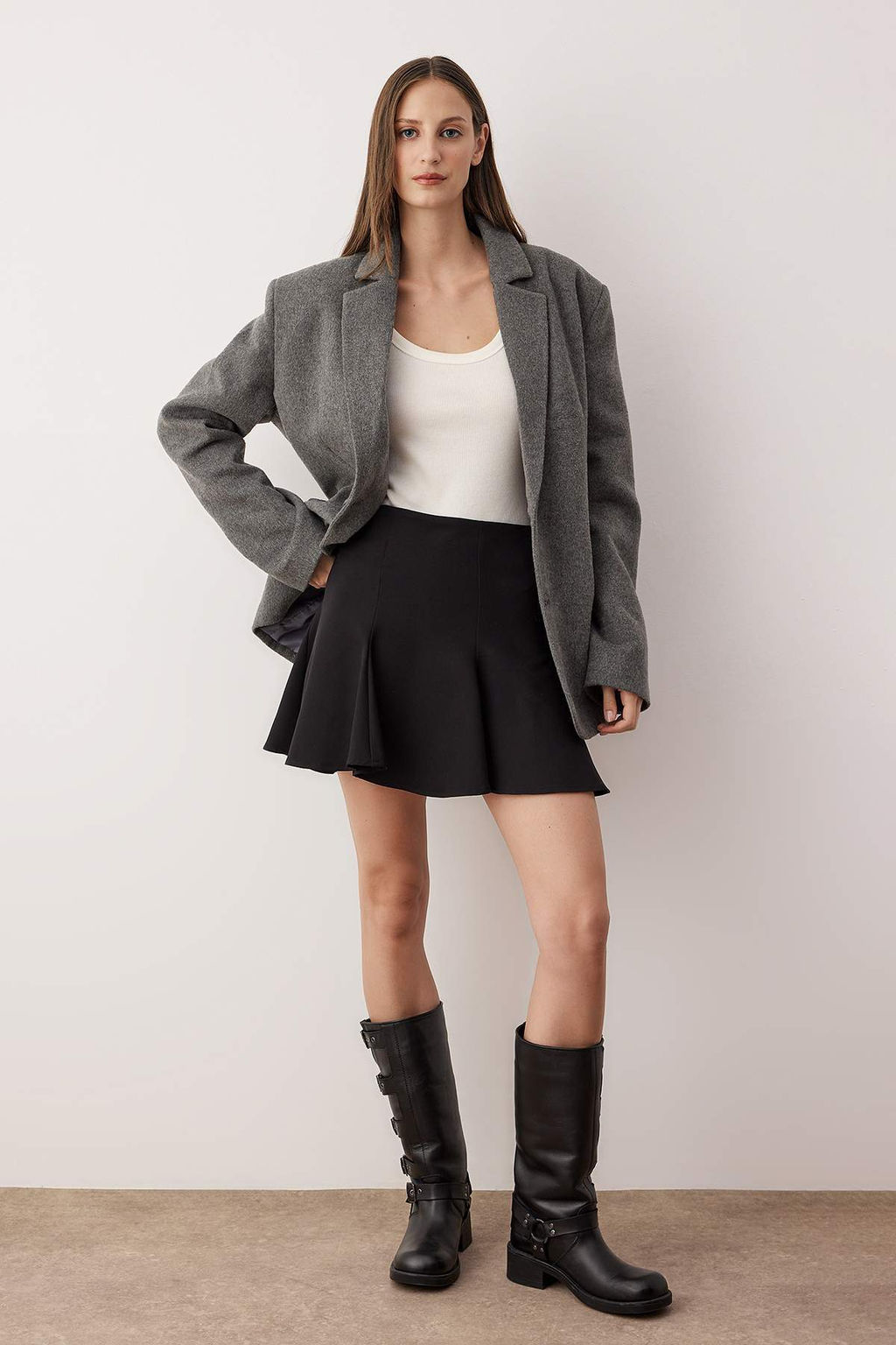 Siyah Fermuarl? Etegi Volanl? Dokuma Mini Etek TWOAW26ET00101 - Trendyolmilla фото 2