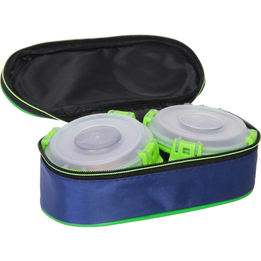 Набор Ланч-бокс 2шт 10*6см из нержавеющей стали с пластиковой крышкой в чехле