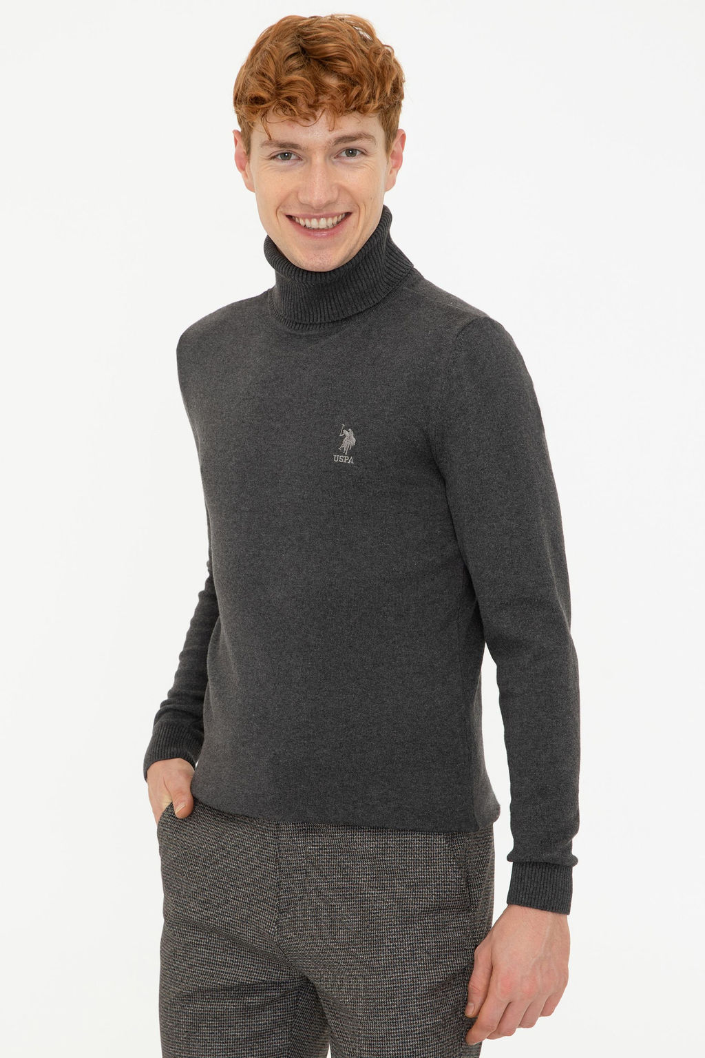 U. S. Polo Assn / Мужской базовый свитер антрацитового меланжа - U.s. polo assn фото 9