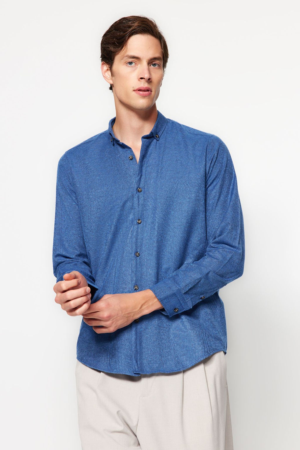 TRENDYOL MAN Yesil Slim Fit Dugmeli Yaka K?sl?k Gomlek TMNAW20GO0094 - Trendyolmilla фото 2