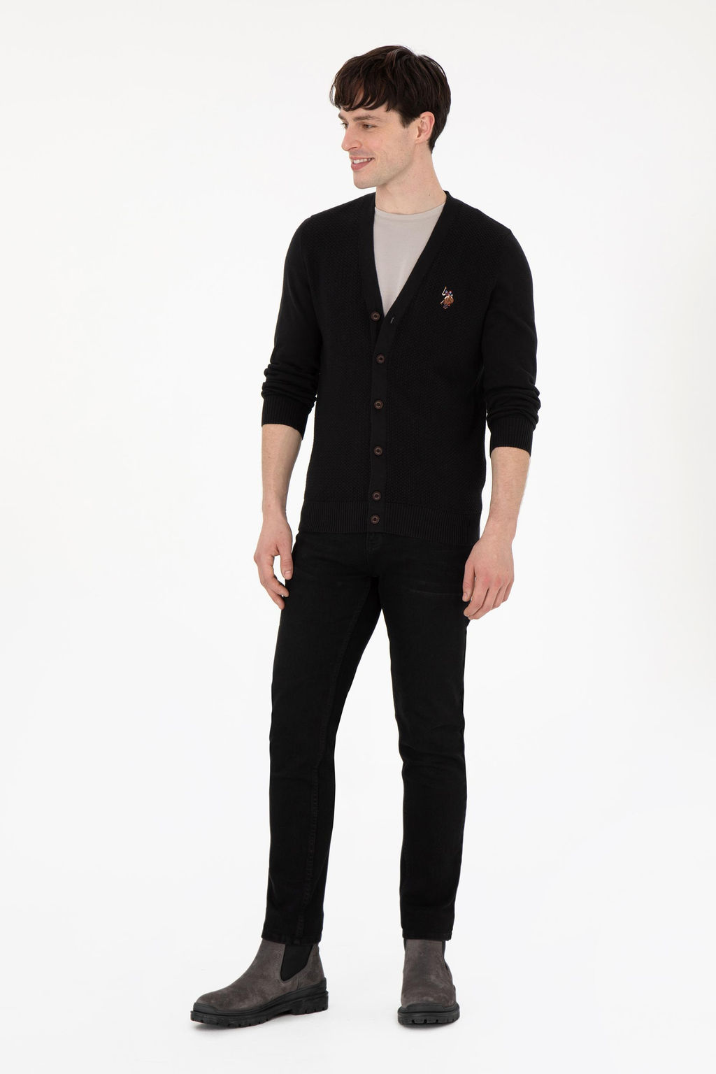 Мужской черный базовый трикотажный кардиган Неожиданная скидка в корзине - U.s. polo assn фото 4