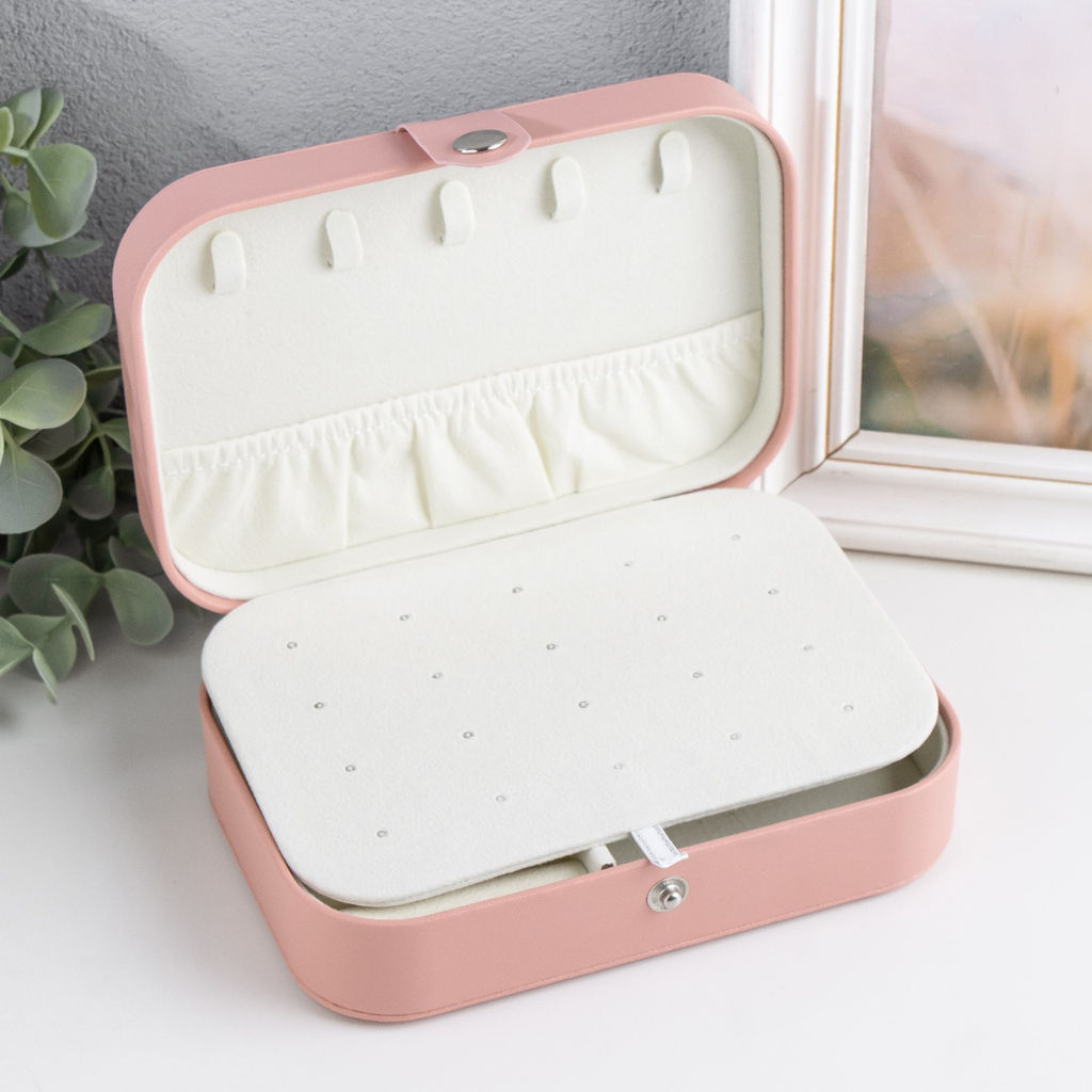 Шкатулка кожзам для украшений Матовая гладь розовая пудра 16х11х5 см - Simaland фото 2