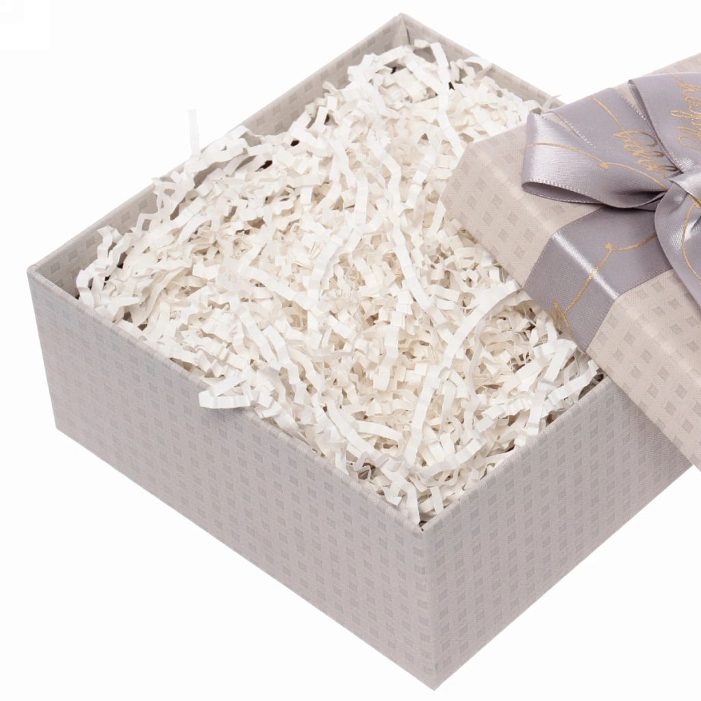 Цена за 2 шт. Наполнитель бумажный для подарков "Приятный подарок" 50г (гофре), белый