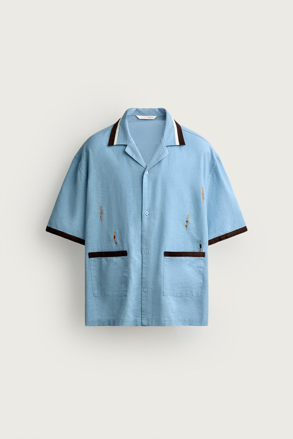 CAMISA RELAXED FIT BORDADO NADADORES / Celeste