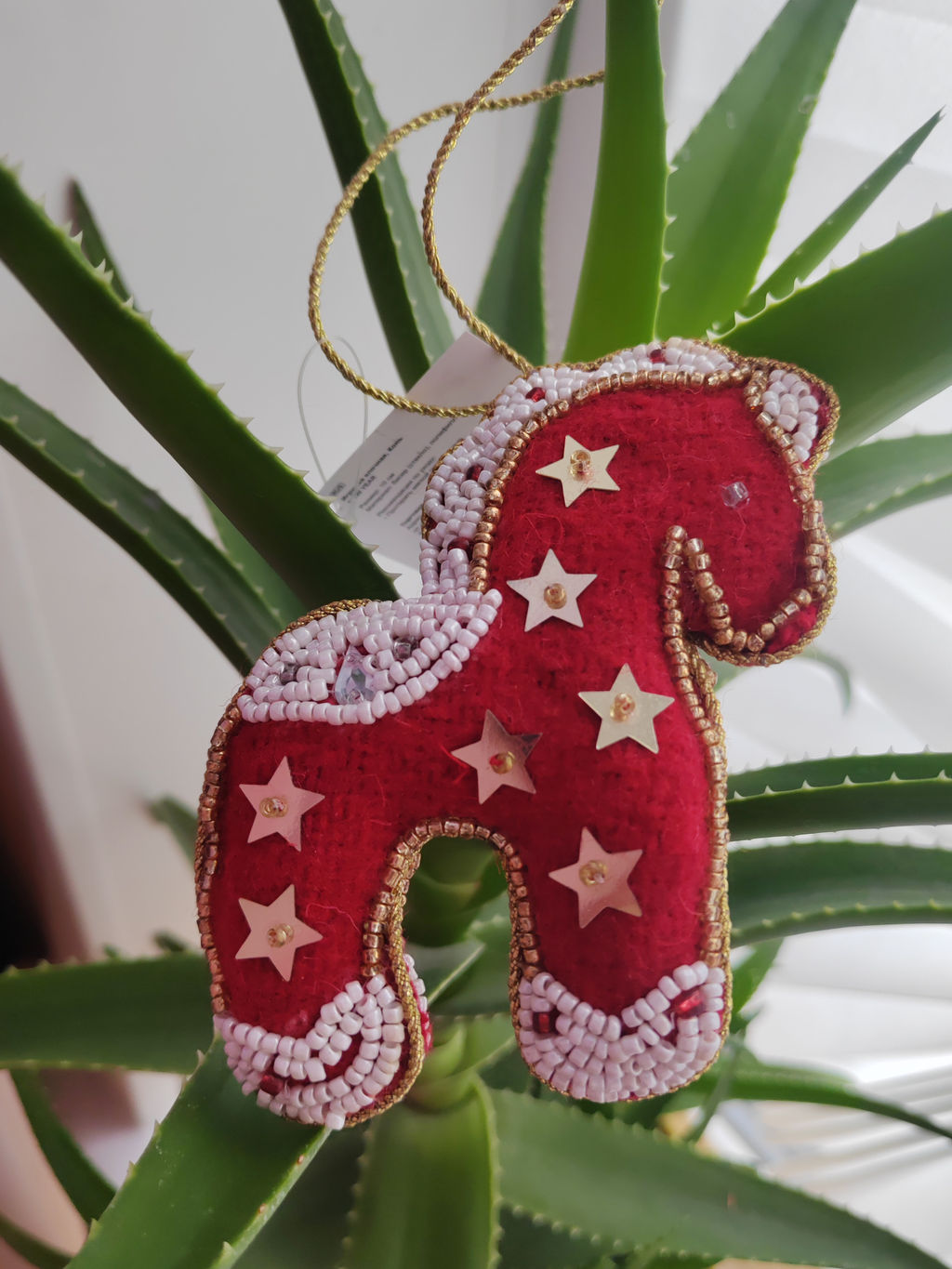 Игрушка елочная, 10 см, бисер/полифилл, красно-белая, Конь, New year - Anna lafarg фото 5