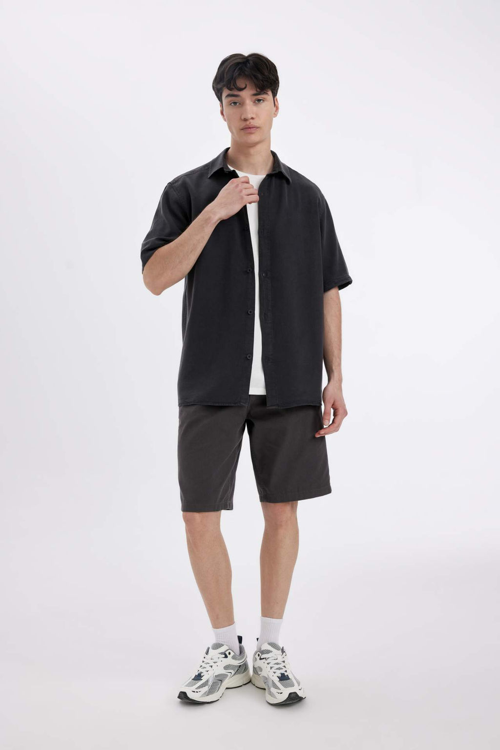 Regular Fit Duz Paca Gabardin Bermuda Sort - Defacto фото 2