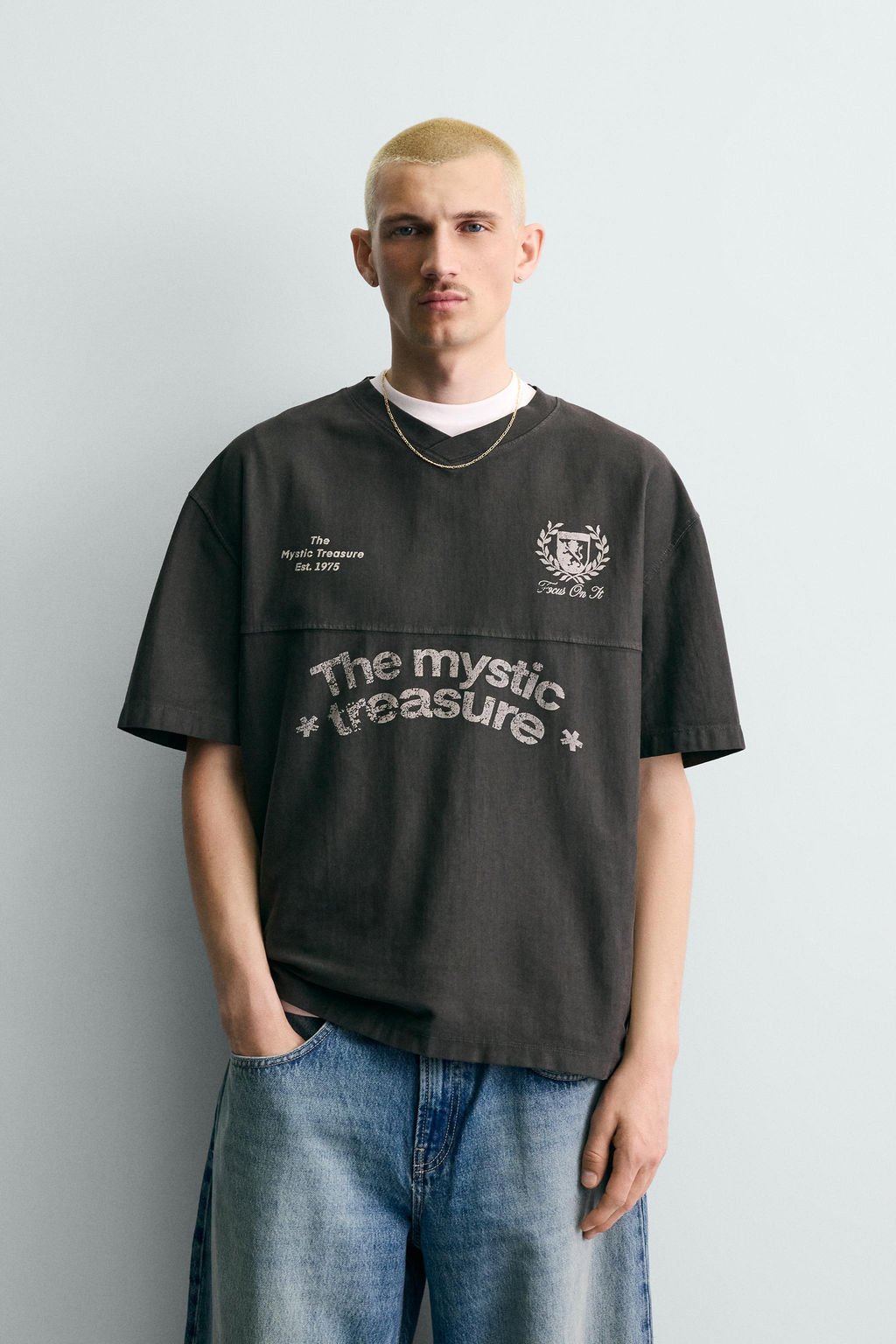 CAMISETA LAVADA ESTAMPADOS / Gris antracita - Zara фото 2