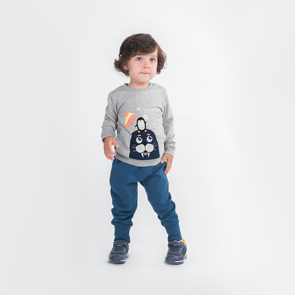 CRB wear/CWNB 62877-11-289 Джемпер для мальчика, светло-серый меланж/Ex.Cherubino  фото 2