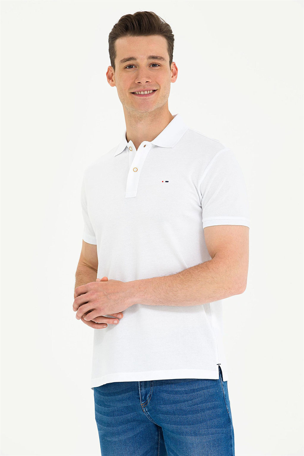 Мужская белая базовая футболка с воротником-поло - U.s. polo assn фото 8