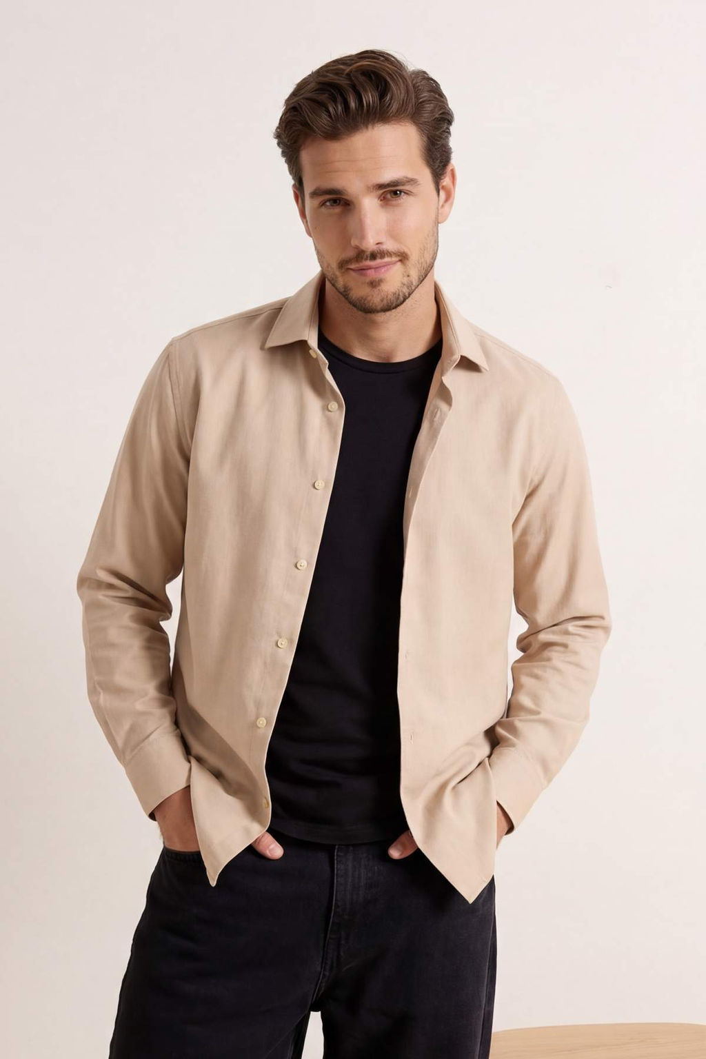 Bej Regular Erkek Gomlek TMNSS26GO00007