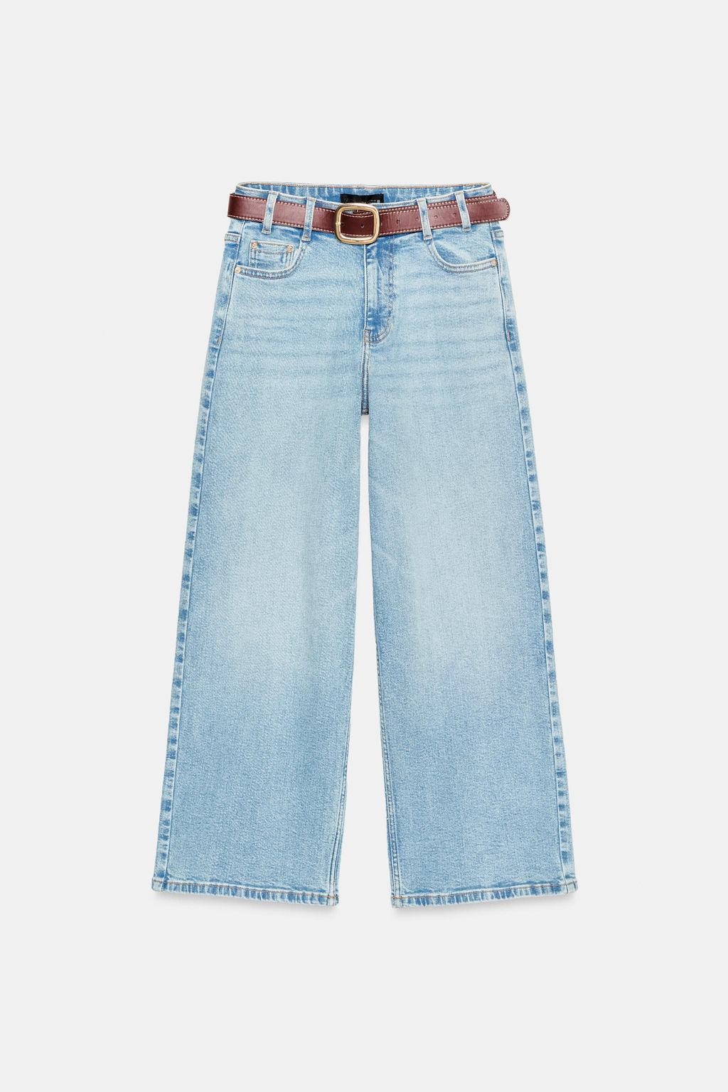 Z.10 HIGH-WAIST BELTED CULOTTES JEANS - Zara фото 20