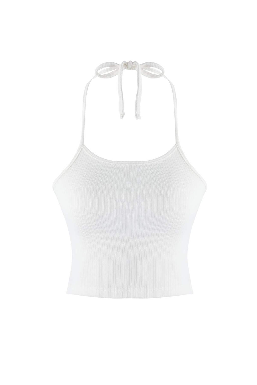 Ekru 2li Vucuda Oturan Cift Gorunumlu Kurdele Detayl? Triko Gorunumlu Orme Bluz TWOAW26BZ00119