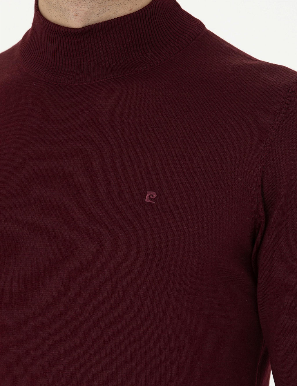 K_rm_z_ Slim Fit Yar_m Bal_k__ Yaka Y_n Kar___ml_ Basic Triko Kazak