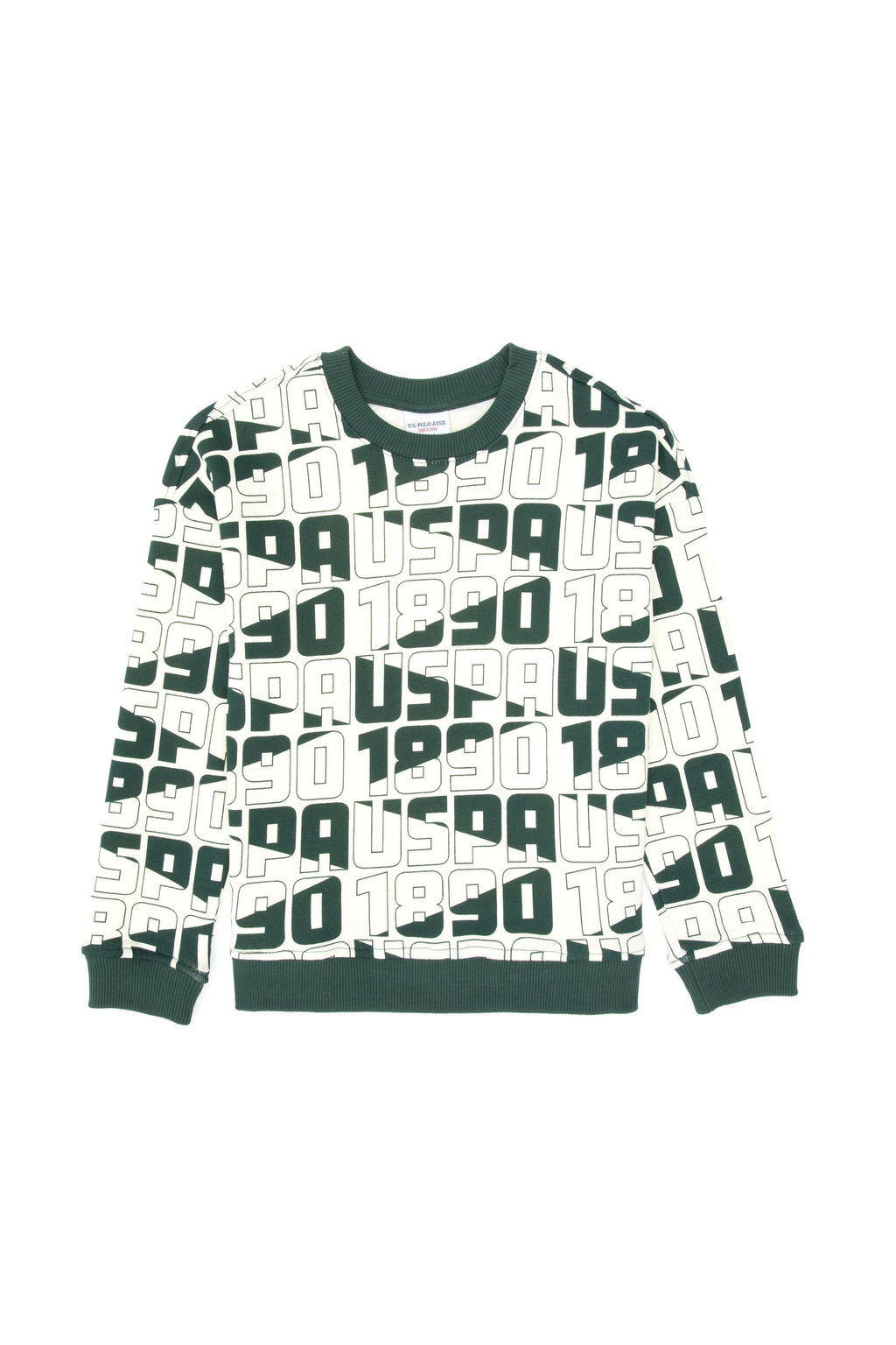 Erkek _ocuk Koyu Ye_il Bisiklet Yaka Sweatshirt