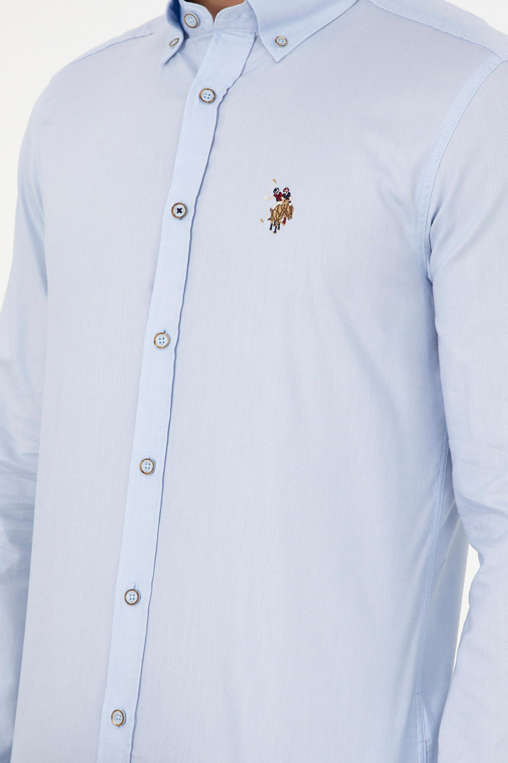 Мужская голубая базовая рубашка с длинным рукавом Неожиданная скидка в корзине - U.s. polo assn фото 7