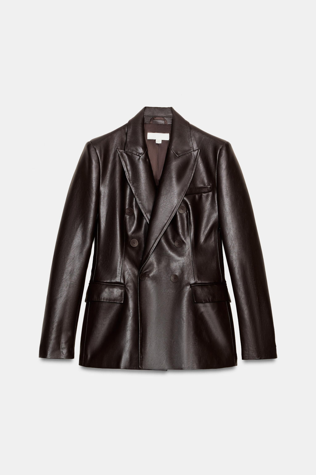 FAUX LEATHER DOUBLE-BREASTED BLAZER - Zara фото 8