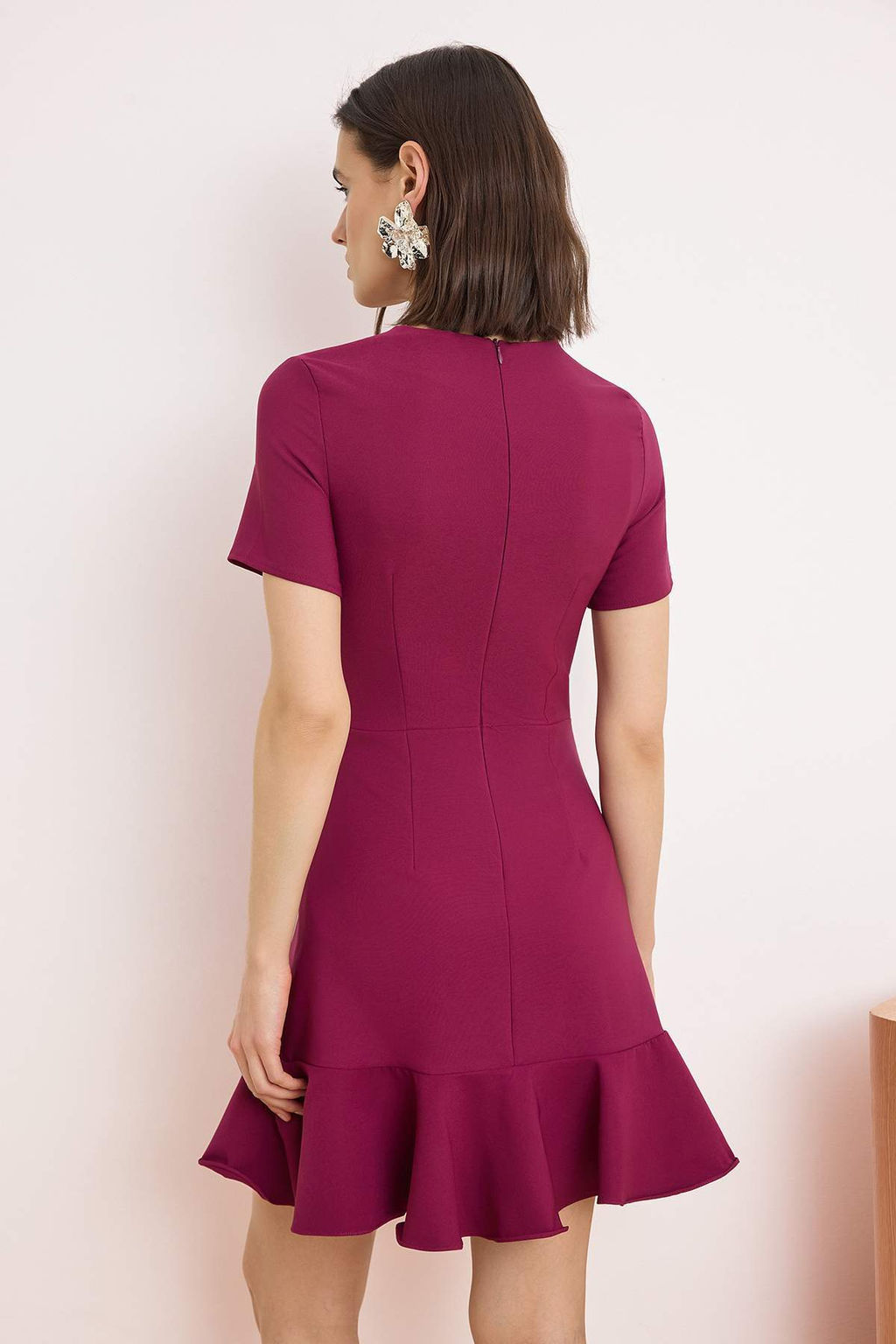 Murdum Etegi Volanl? K?sa / Mini Esnek Dokuma Elbise TWOSS26EL00303 - Trendyolmilla фото 4