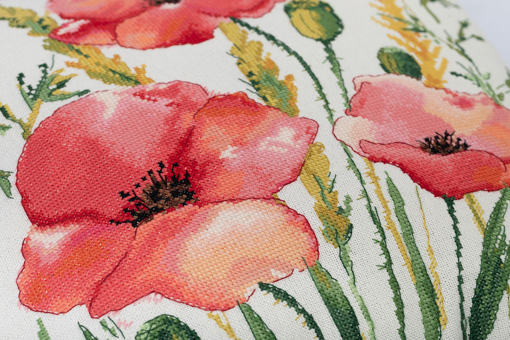 Набор для вышивания PANNA PD-7337 Подушка. Алые маки 35 х 35 см