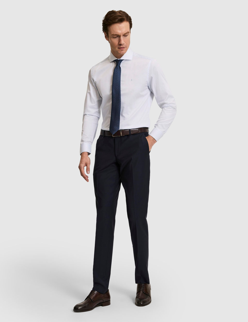 A__k Mavi Slim Fit Pamuk Klasik G_mlek
