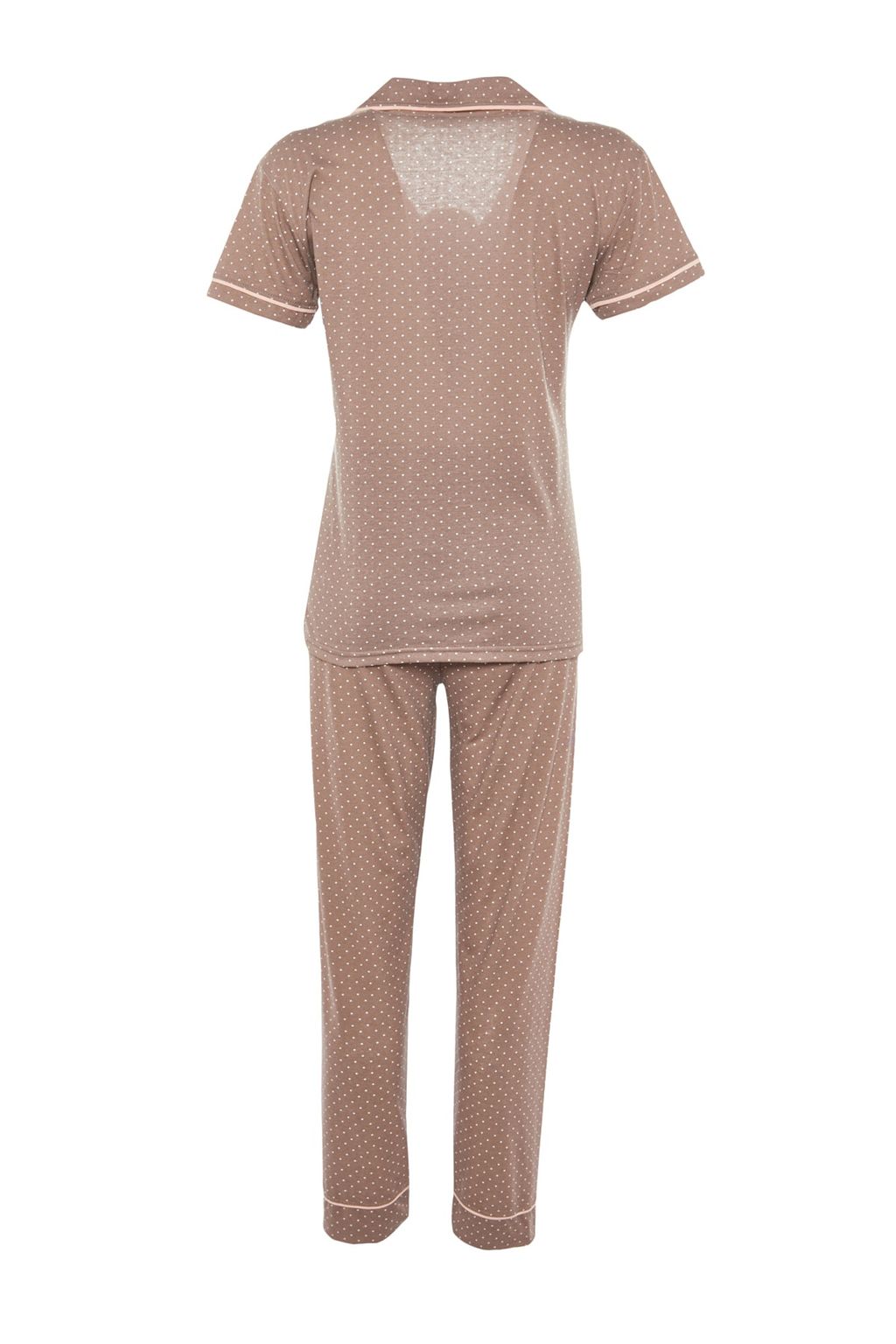 Trendyolmilla Vizon Bask?l? Gomlek-Pantolon Orme Pijama Tak?m? THMSS21PT0876 фото 7