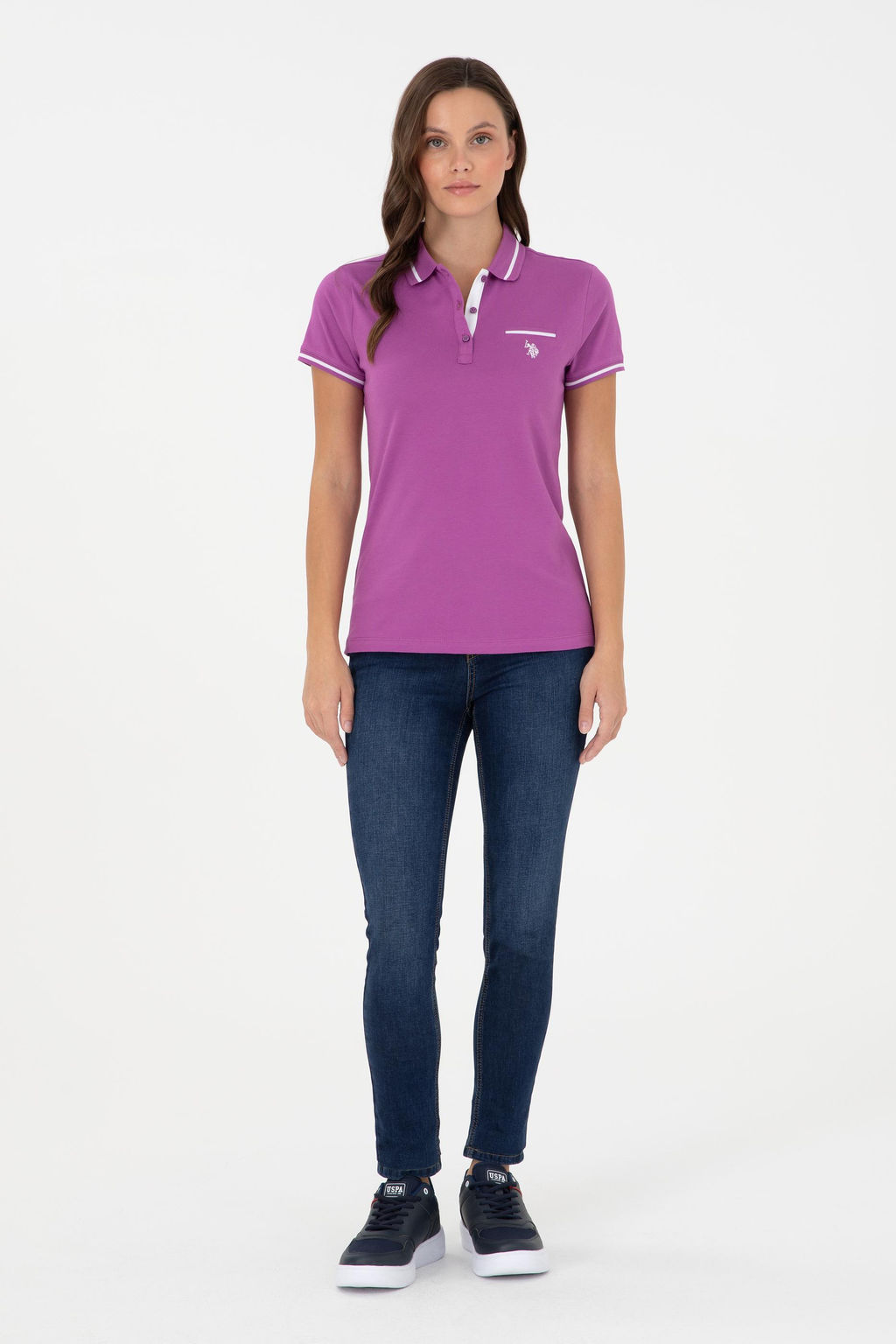 Женская фиолетовая футболка Неожиданная скидка в корзине - U.s. polo assn фото 4