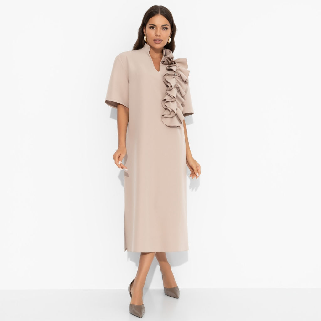 Платье со съемным объемным декором Сияние глянца (nude) - Charutti фото 7