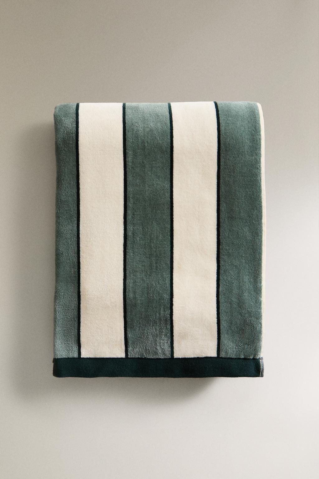 STRIPED VELOUR BEACH TOWEL - Zara фото 3