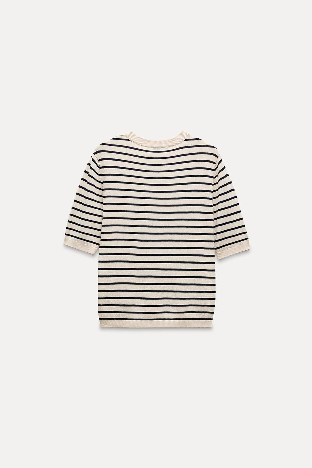 BASIC PLAIN KNIT SHORT SLEEVE TOP - Zara фото 7