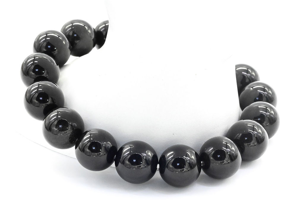 Обсидиан браслет шарик 12мм