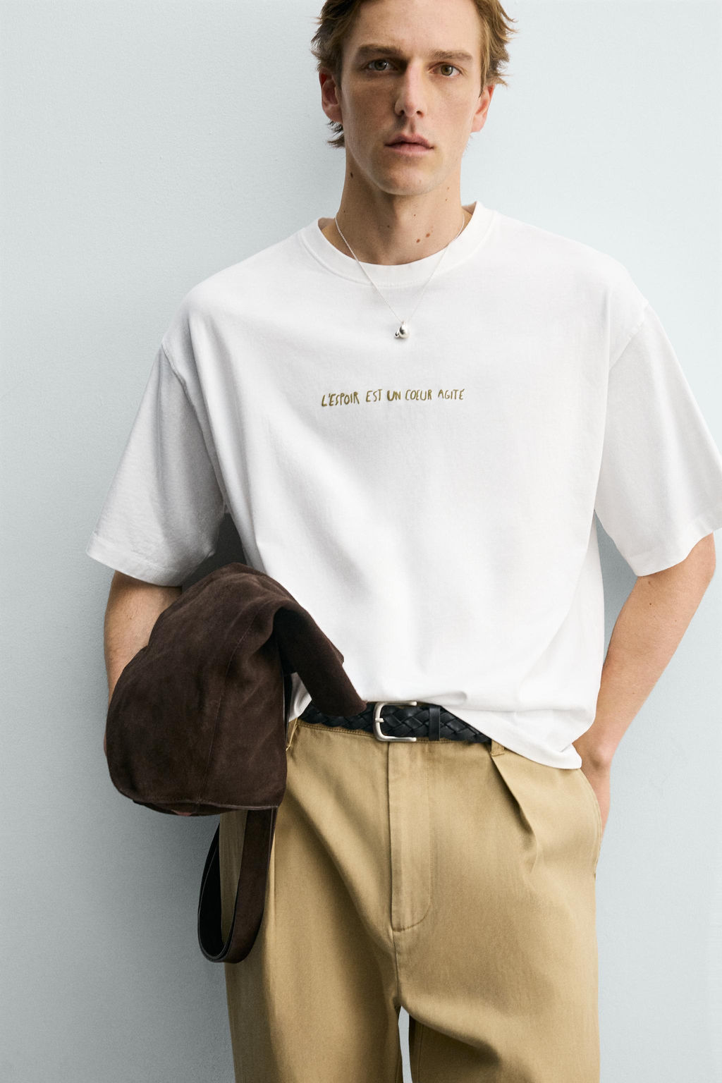 CAMISETA RELAXED FIT GR?FICO CUADRO / Blanco