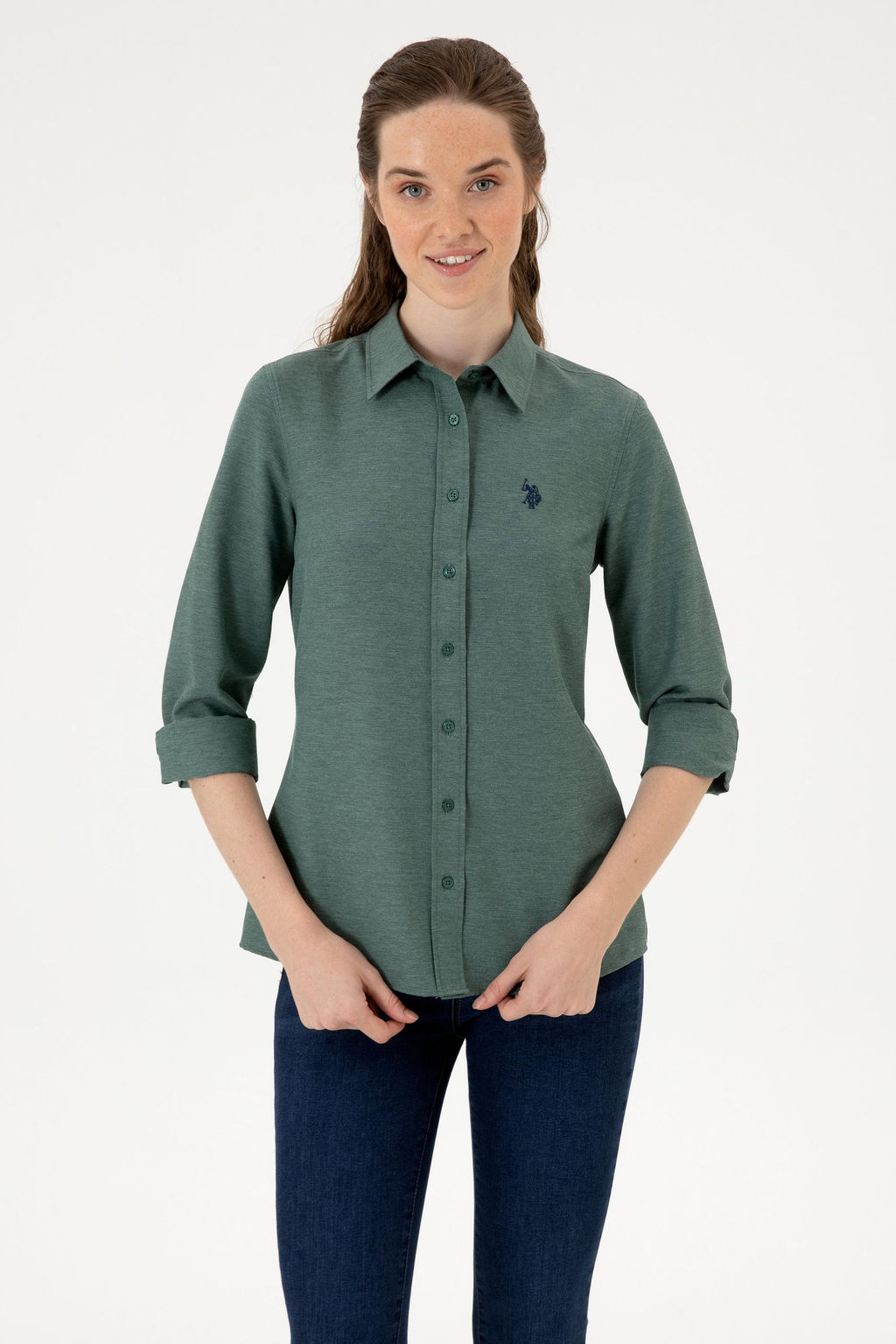 Kad_n Koyu Ye_il Uzun Kollu Basic G_mlek Sepette S_rpriz _ndirim - U.s. polo assn фото 3