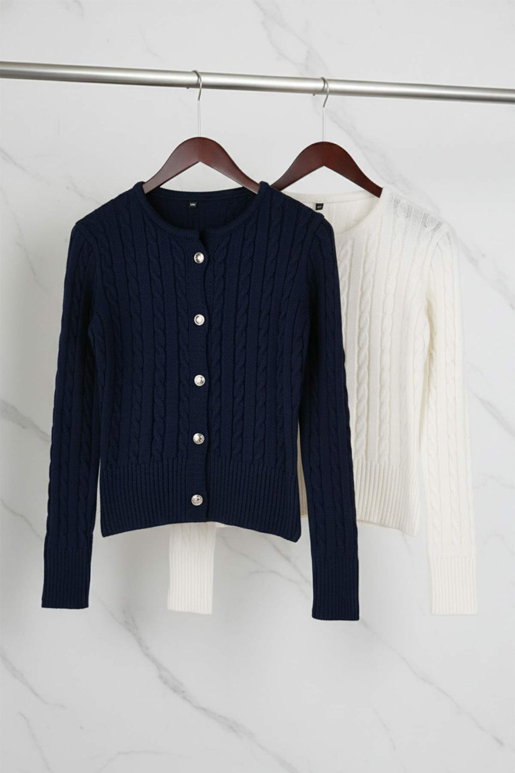 Lacivert-Ekru 2li Fitted/Vucuda Oturan Ikili Paket Triko H?rka TWOAW26HI00218