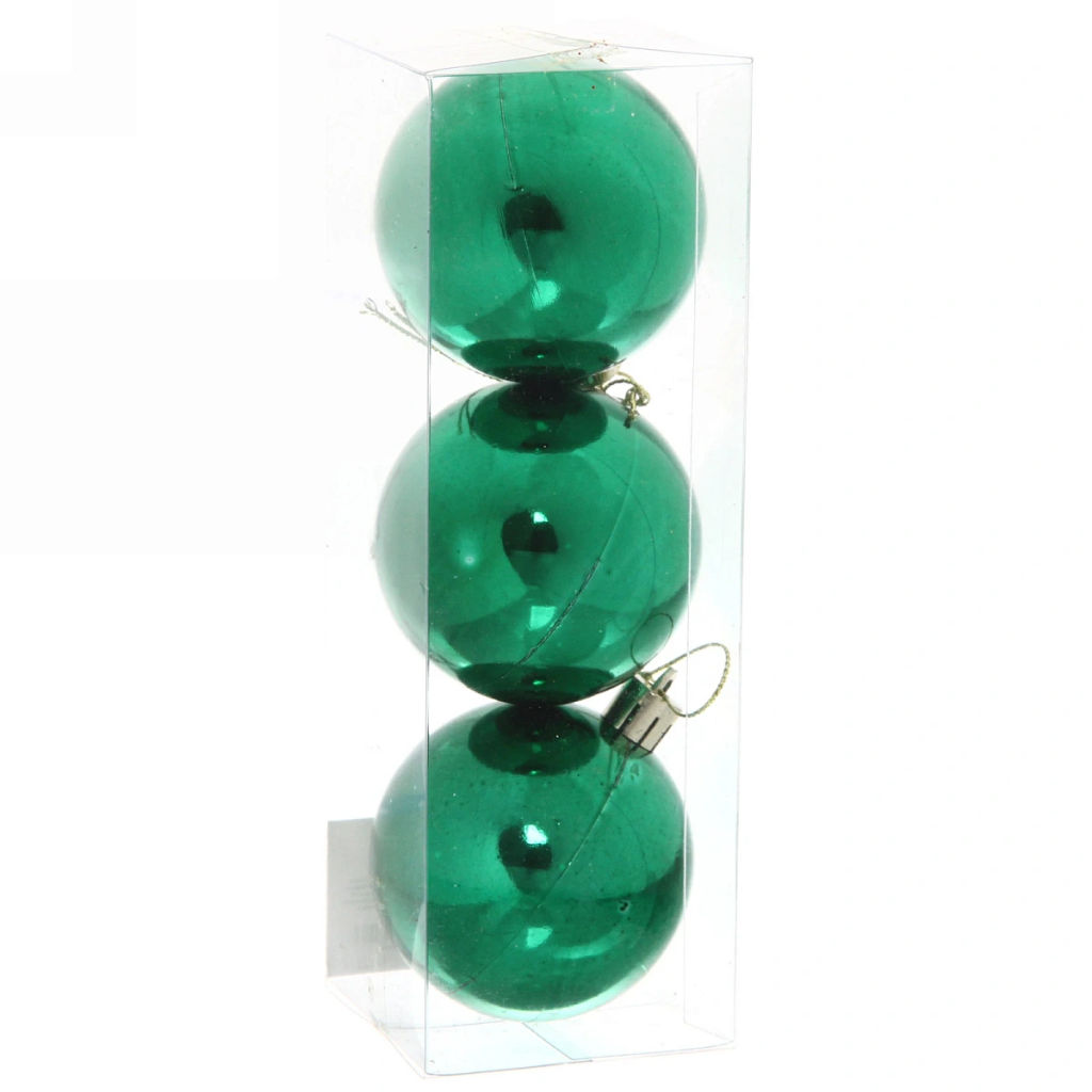 Цена за 4 шт. Новогодние шары 6 см (набор 3 шт) "Глянец", зеленый