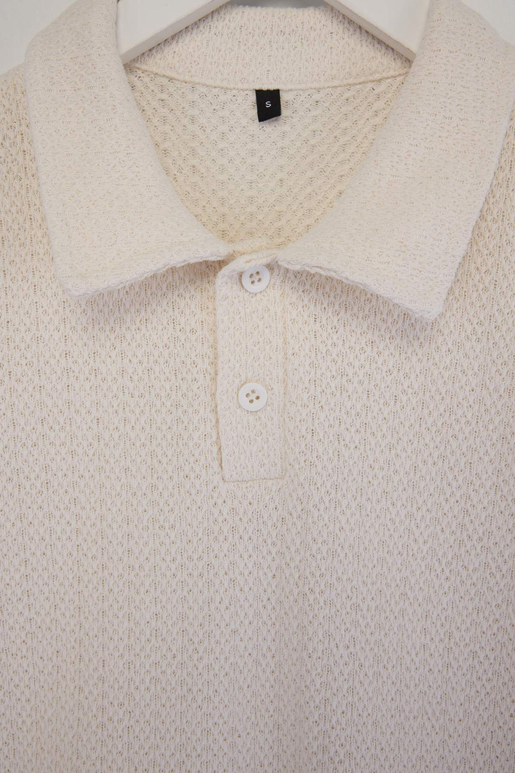 Ekru Oversize/Genis Kesim Dokulu Polo Yaka T-shirt TMNSS26PO00007 - Trendyolmilla фото 2