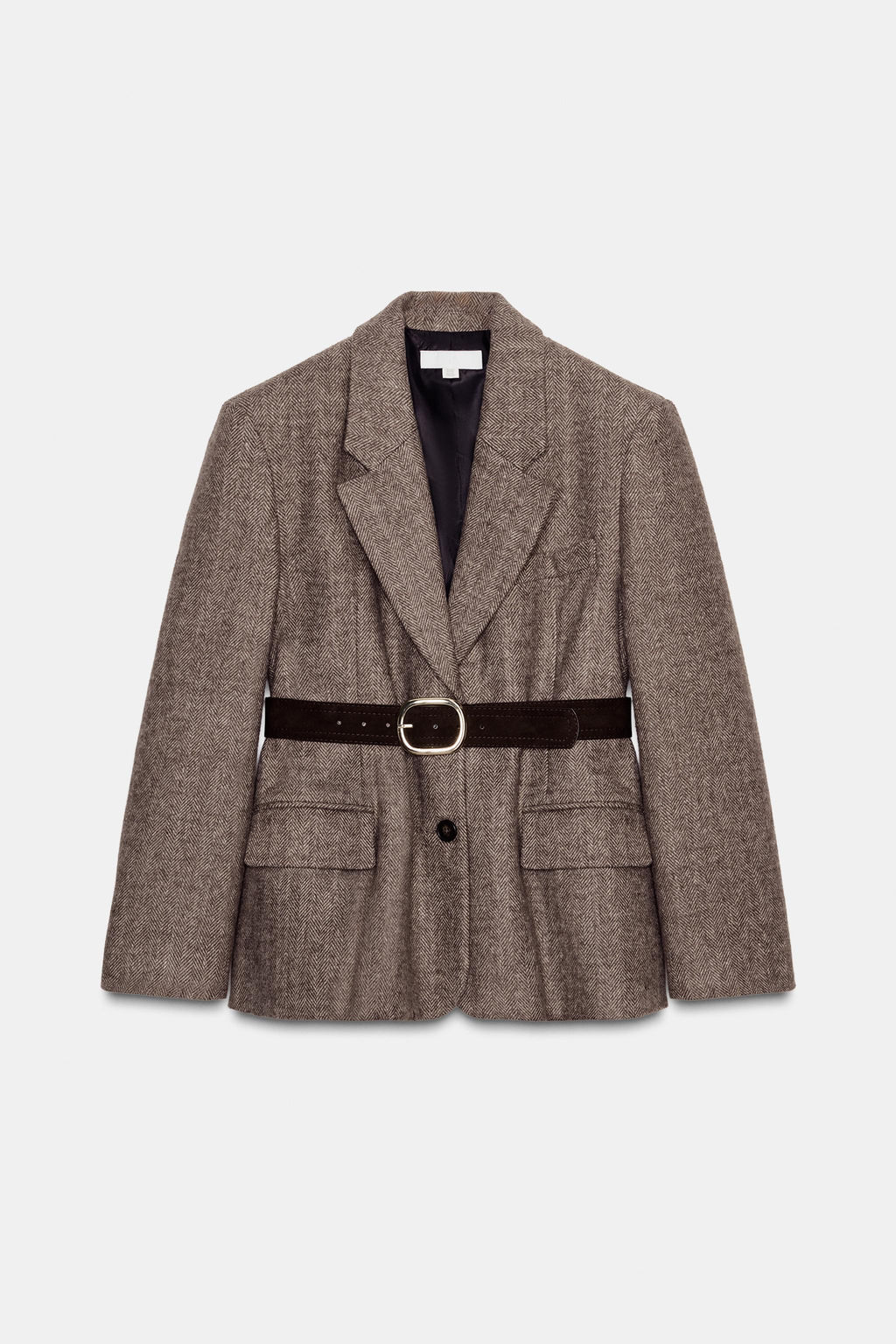 HERRINGBONE BLAZER WITH BELT - Zara фото 6