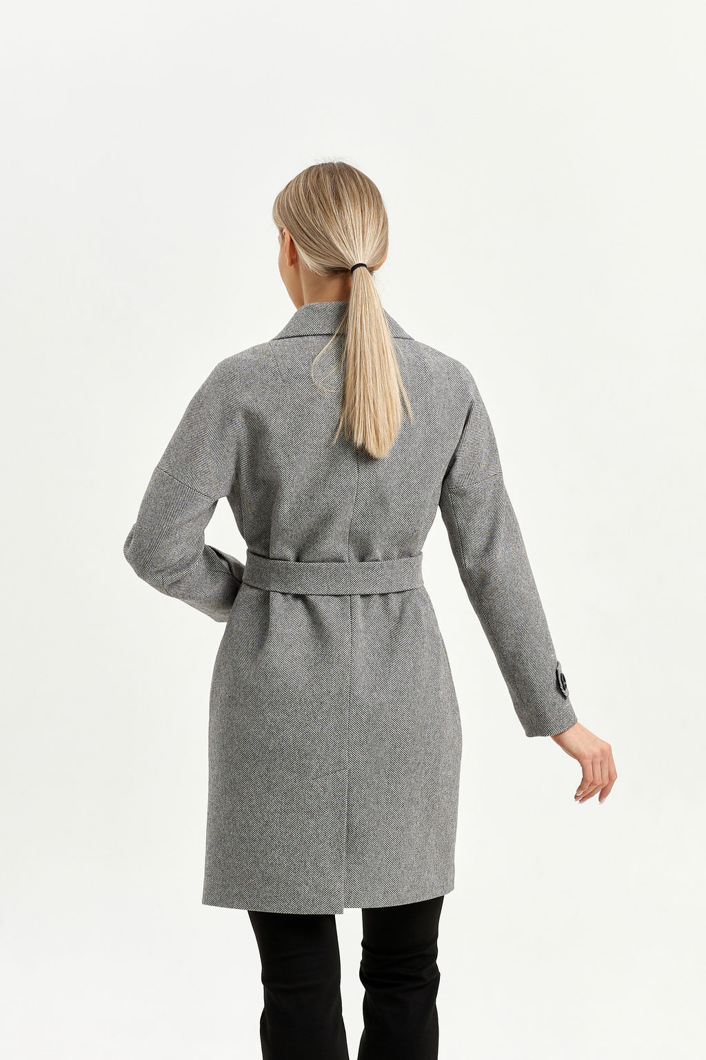 Пальто женское демисезонное 22970 (серый/ёлочка) - Kankan фото 5