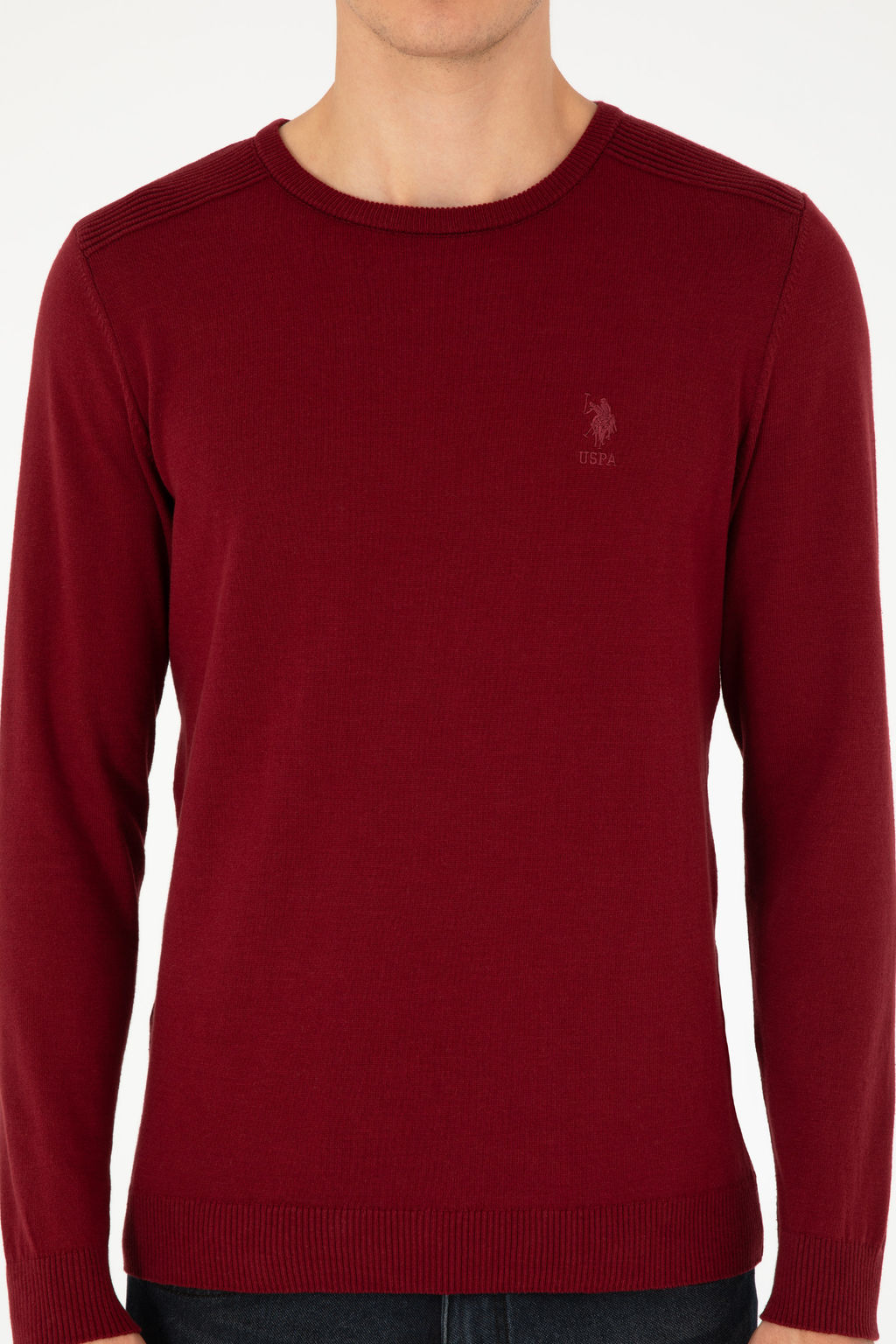 Свитер мужской U.S. Polo Assn бордово-красный хлопок  фото 13
