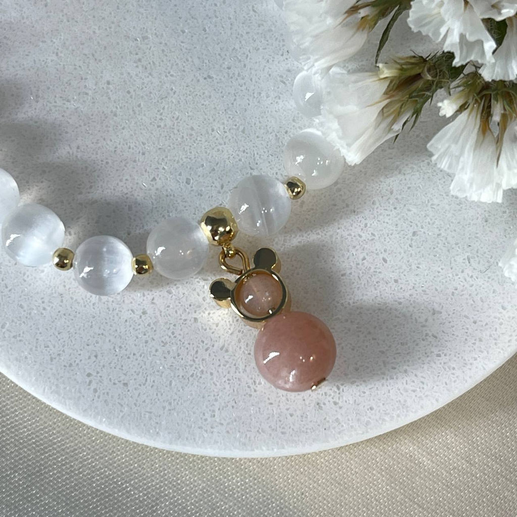 Браслет с подвеской из Селенита и Лунного камня 16 см - Радуга самоцветов фото 2