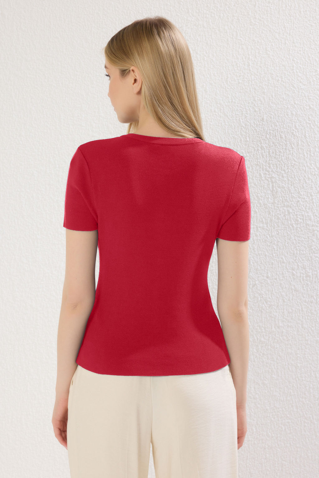 K?rm?z? Bisiklet Yaka Ince Triko Ince Bluz TWOSS25BZ00300