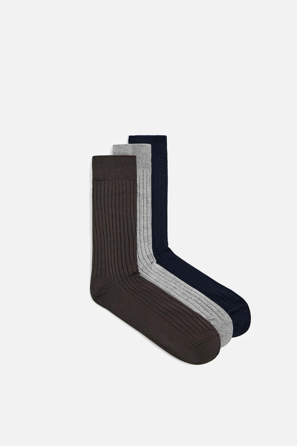 3-PACK OF MERCERISED COTTON RIBBED SOCKS - Zara фото 2