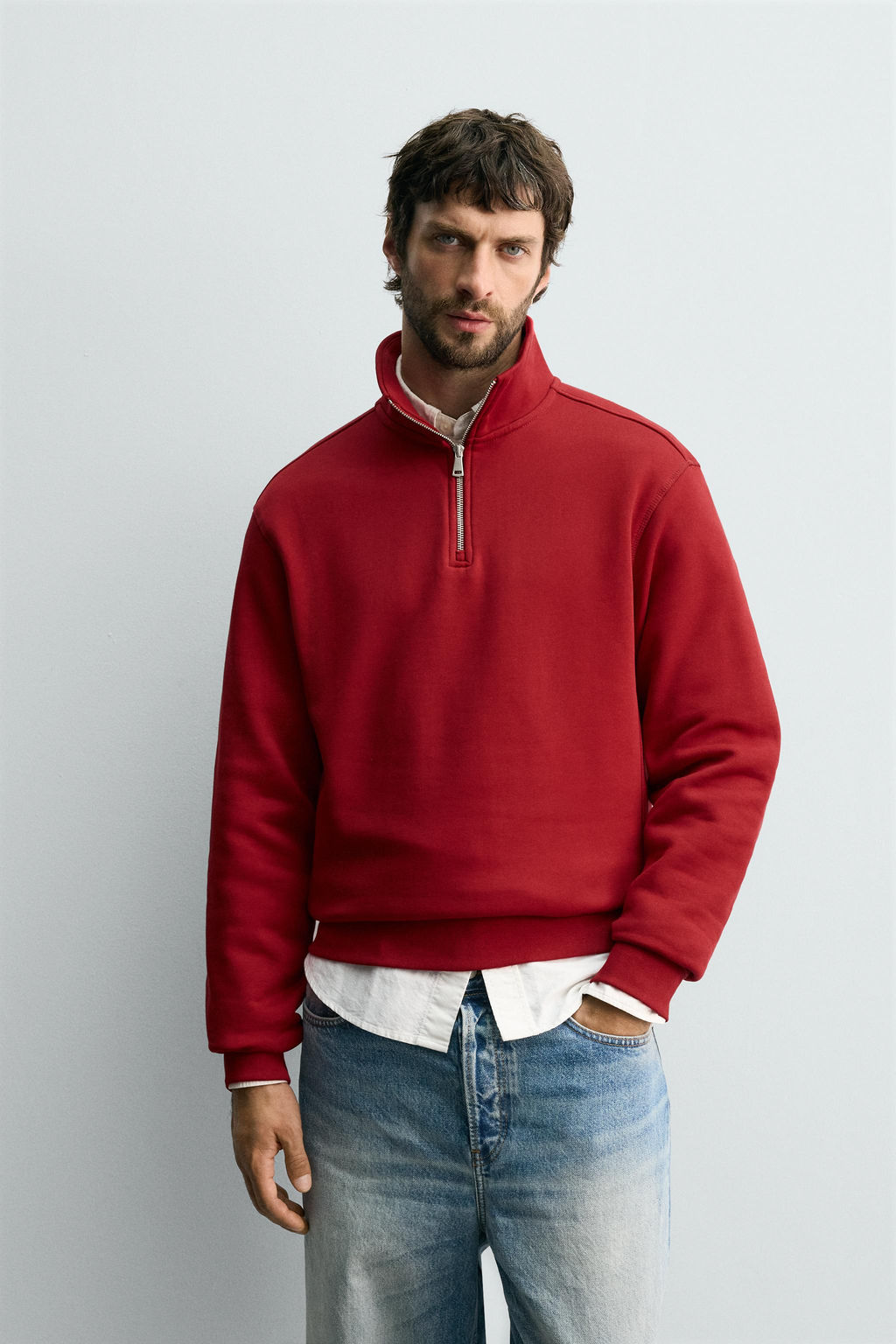 BASIC QUARTER-ZIP SWEATSHIRT - Zara фото 10