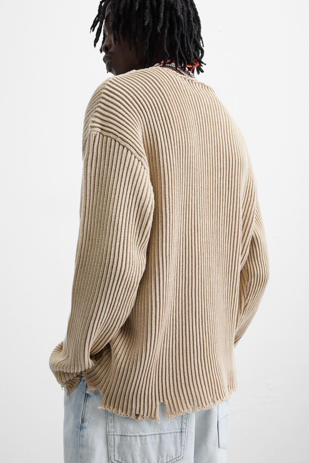 RIBBED SWEATER WITH RIPPED FINISH - Zara фото 6