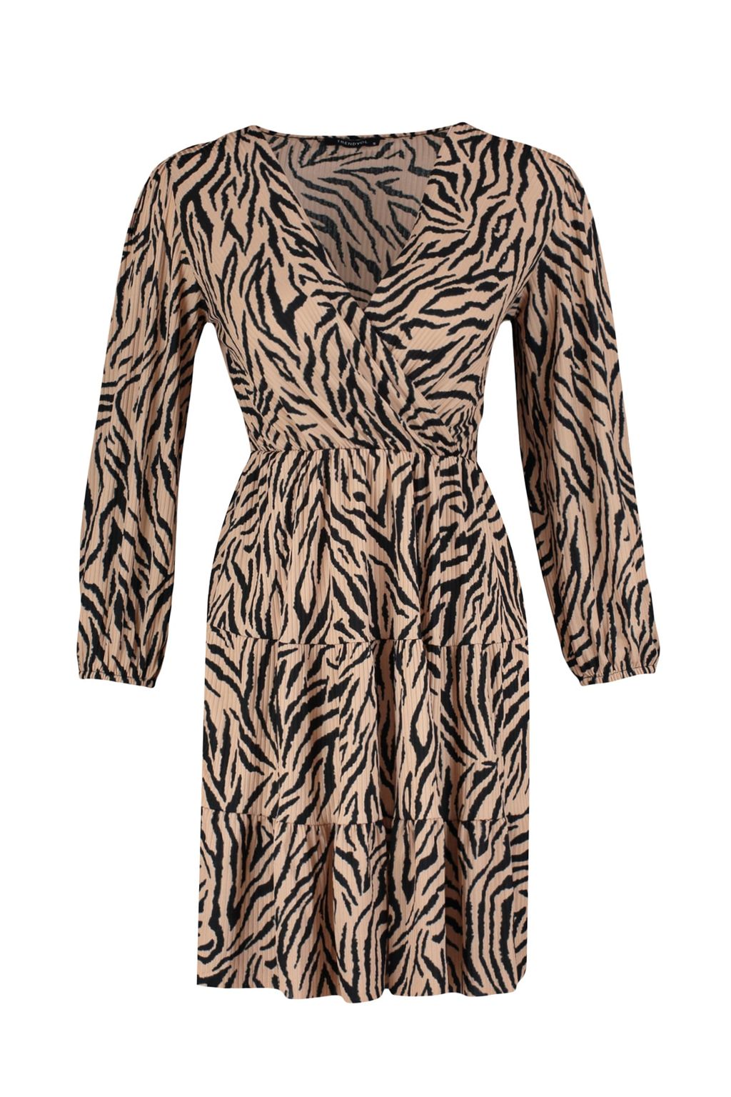 TRENDYOLMILLA K?rm?z? Retro Bask?l? Skater/Belden Ac?lan Kruvaze Yaka Mini Esnek Orme Elbise TWOAW22EL0104  фото 6