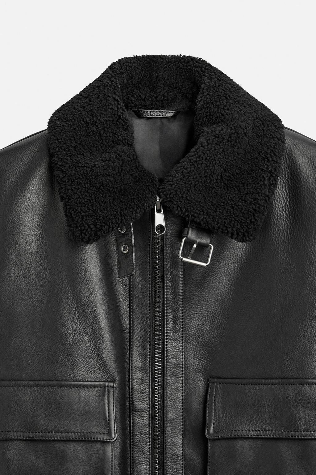 LEATHER BOMBER JACKET - Zara фото 9