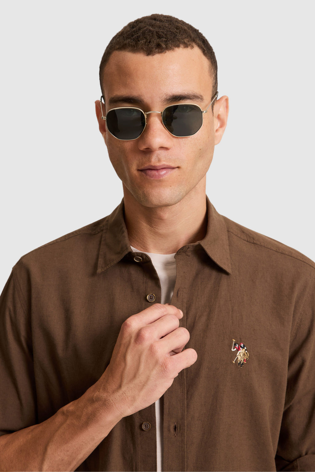 Erkek Keten Kar___ml_ Kahverengi Uzun Kollu Basic G_mlek - U.s. polo assn фото 2