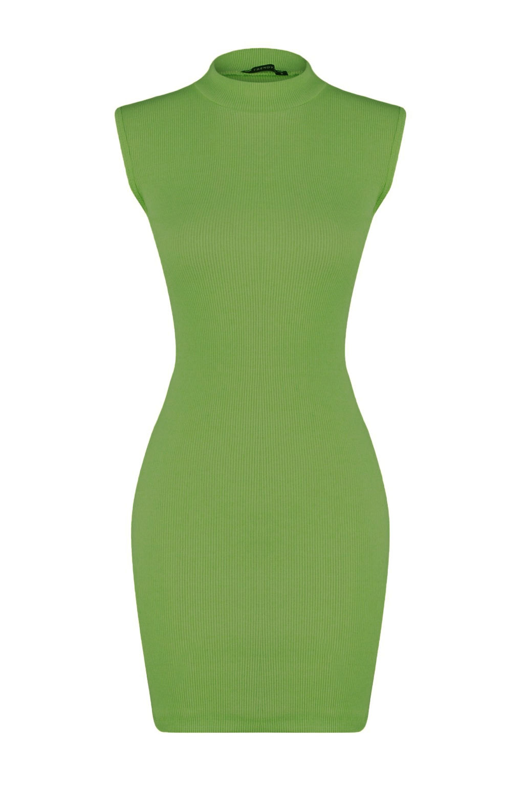 Lime Kolsuz Bisiklet Yaka Vucuda Oturan Esnek Mini Orme Kalem Elbise TWOSS22EL2819