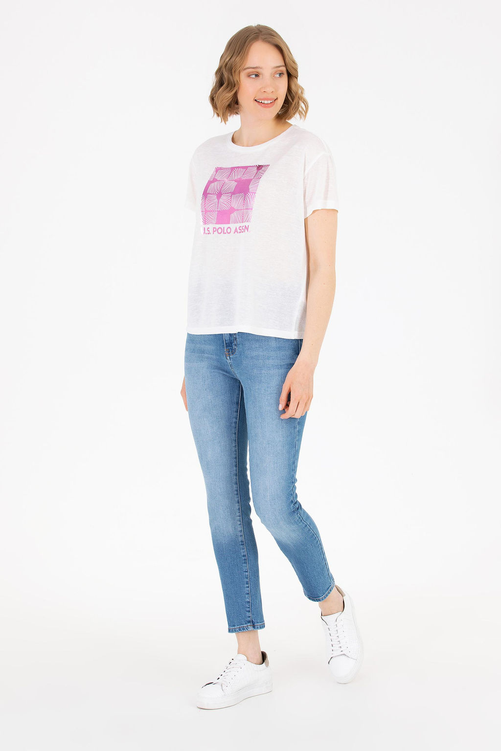 U. S. Polo Assn Женская футболка цвета экрю с круглым вырезом - U.s. polo assn фото 2