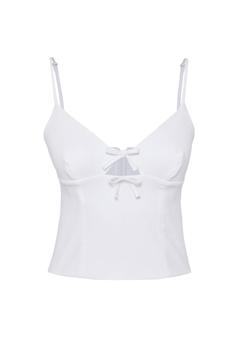 Beyaz V Yaka Ask?l? Crop Dokuma Bluz TWOSS25BZ00106