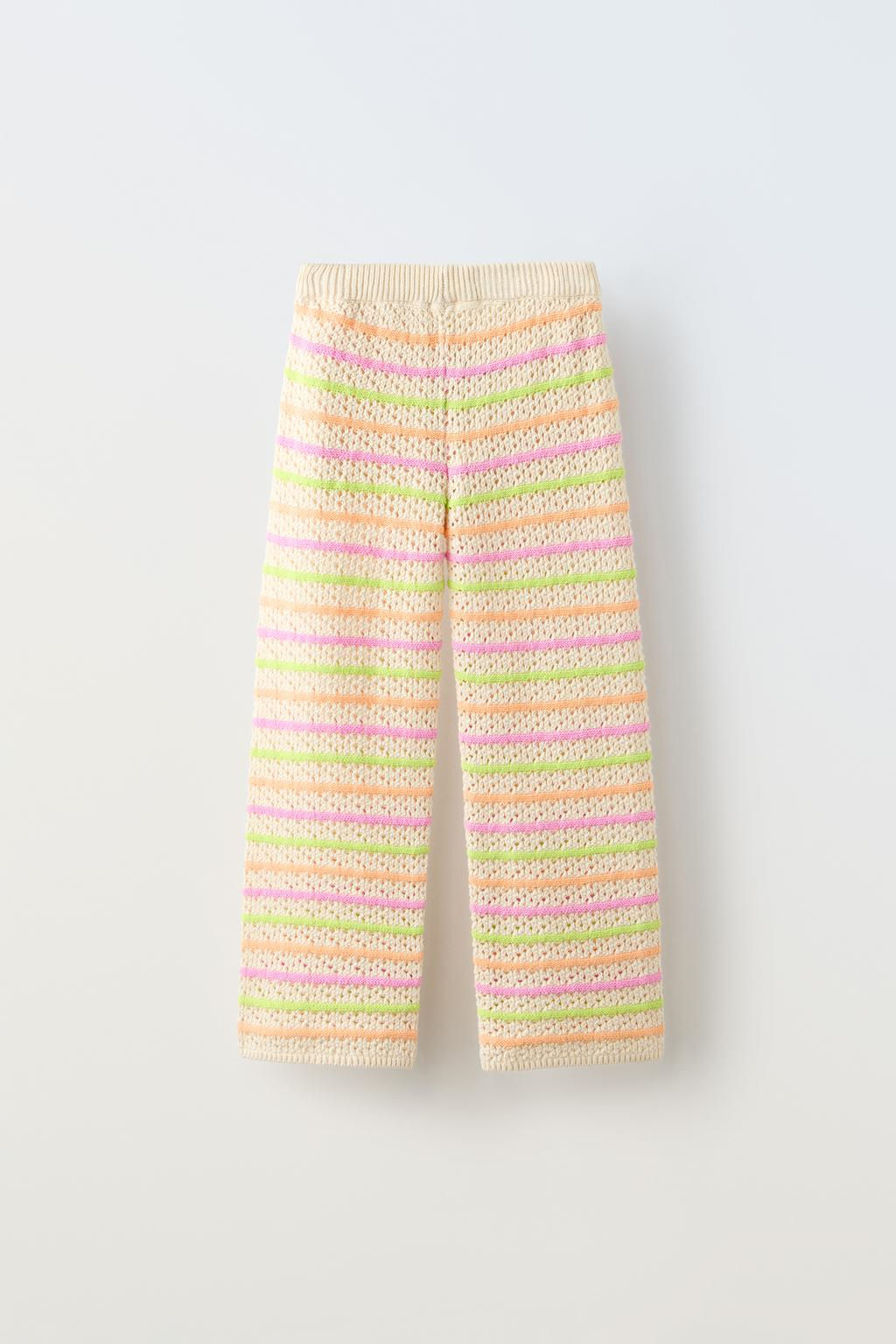 STRIPED CROCHET KNIT TROUSERS - Zara фото 2