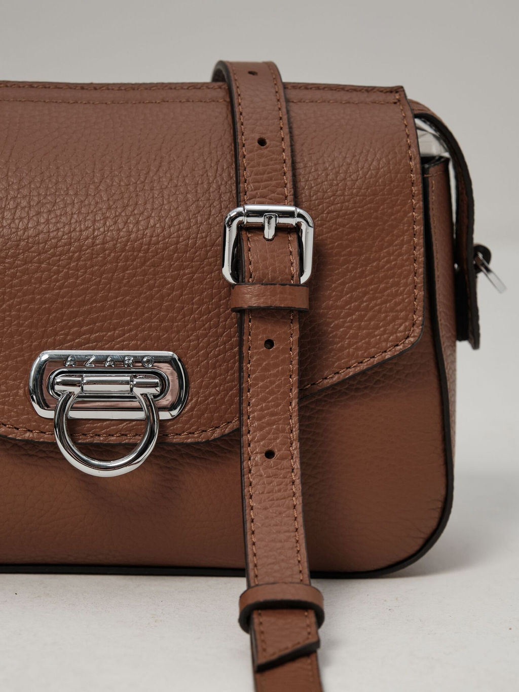 Сумка кожаная через плечо Azaro 3684 темный орех